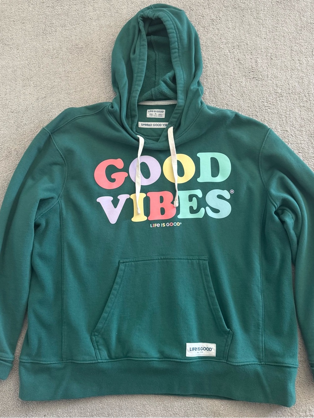 Life is Good Cotton Green "Good Vibes" Hoodie